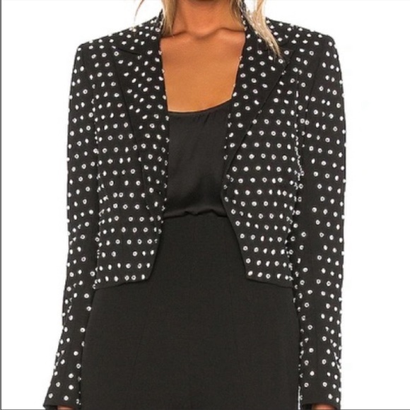 NEW MICHELLE MASON REVOLVE Cropped Crystal
Embellished Crepe Tuxedo Jacket Black - Picture 2 of 12